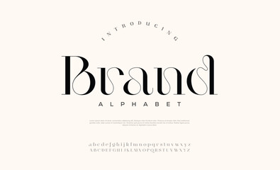 Brand typography beautiful minimal luxury classic fonts fashion wedding vintage retro logos. Elegant modern beauty font alphabet logo. vector illustration