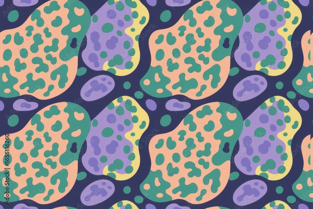 Poster abstract organic shapes pattern: an abstract pattern of organic shapes in vibrant hues, creating a v