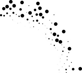 Circular dotted irregular rays arranged along a quarter of the circle circumference.