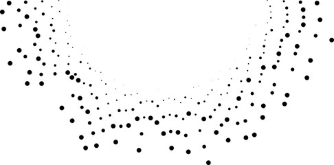 Fototapeta premium Semi-circular dotted rays arranged irregularly with large center space and varying thickness along lines.