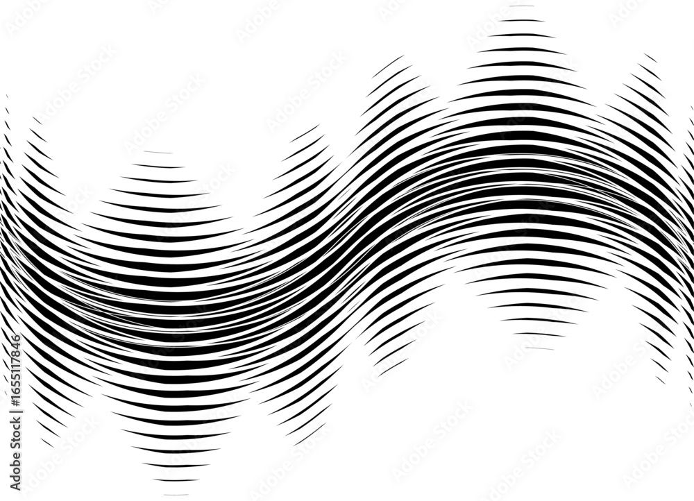 Poster abstract vertical striped wave of black sharp lines on a white background. vector pattern. design el
