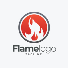 Flame Circle Logo. Round Fire Symbol For Energy Brand.