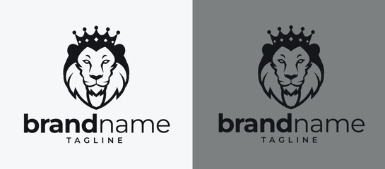 Lion Crown Logo. Royal Animal Symbol For Power Branding.