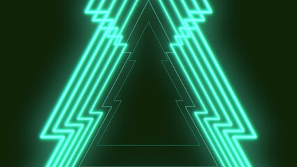 A neon sign displaying "ImageContent" in green and blue lights, forming a triangle shape against a black background. The vibrant lights create a visually striking and captivating display