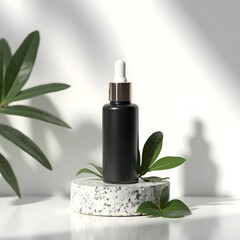 Spa still life with essential oils perfume bottle and orchid flower