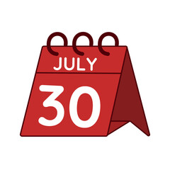july 30 desk calendar vector on white background
Vector red calendar flat icon