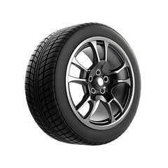 Obraz premium Shiny alloy car wheel with tire isolated on a transparent background