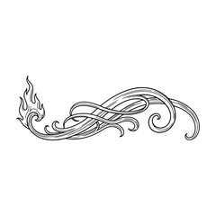 Decorative vector with curved lines and flames, ideal for website footers, banners, and decorations. It can be used as a symbol of speed, beauty, and flow.