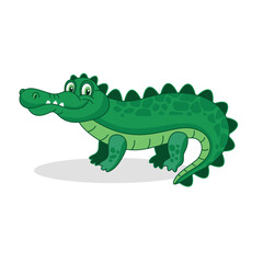 Crocodile cartoon on a white background. Vector illustration with a crocodile in cartoon style. A baby crocodile.
