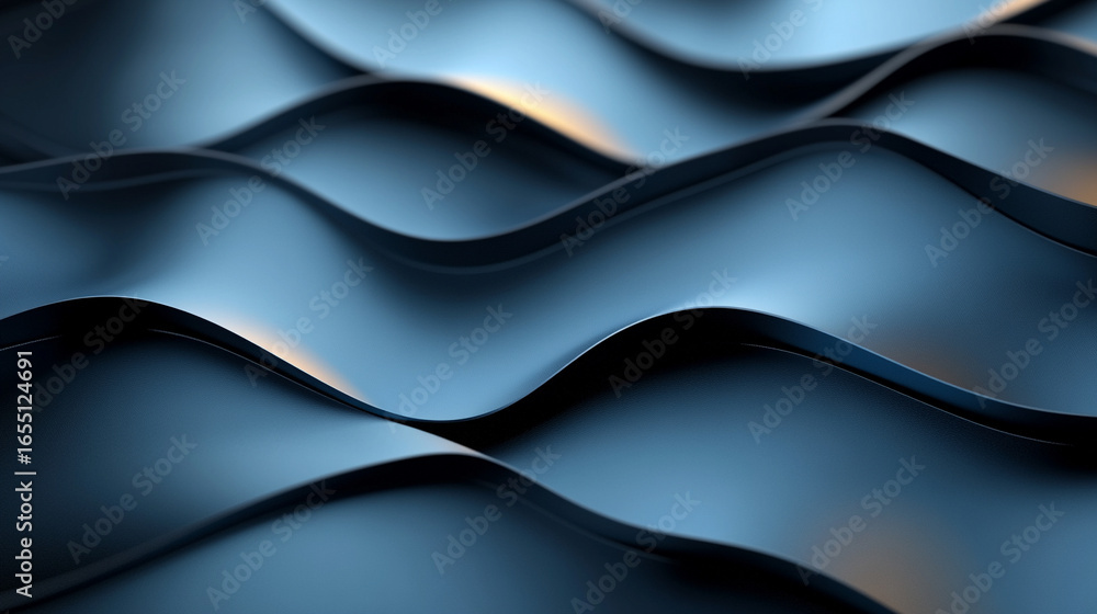Aufkleber abstract 3d blue wavy shapes with smooth flowing curves. modern fluid design background in vertical 