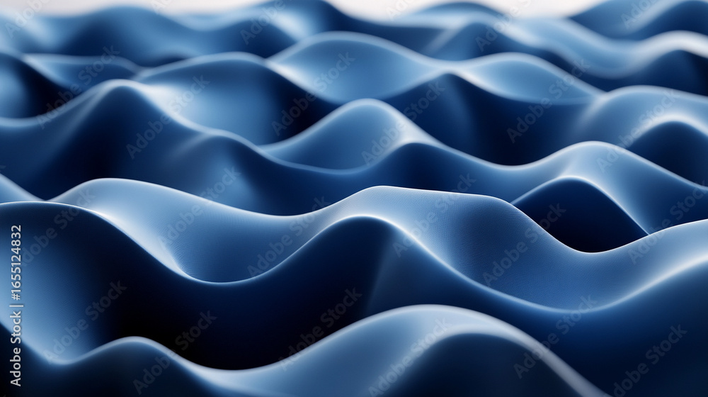 Aufkleber abstract 3d blue wavy shapes with smooth flowing curves. modern fluid design background in vertical 