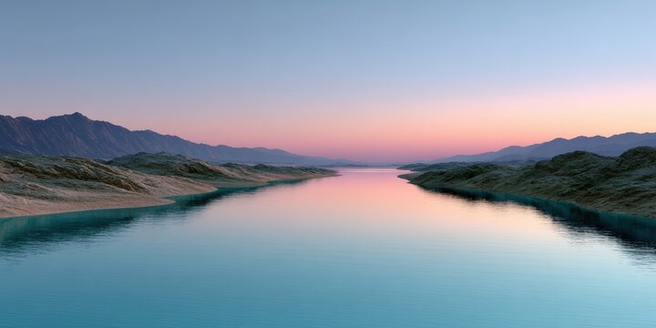 rosh hashanah postcard design, tranquil postcard showcasing a sunset river for tashlich tradition, complemented by a gentle sky gradient and ample space for rosh hashanah text
