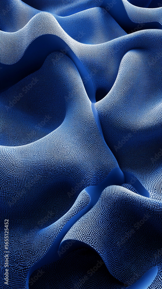 Aufkleber abstract 3d blue wavy shapes with smooth flowing curves. modern fluid design background in vertical 