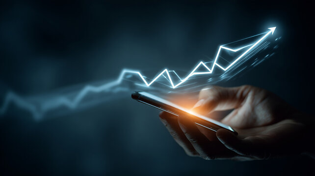 Hand interacting with glowing interface in dark background - Powered by Adobe