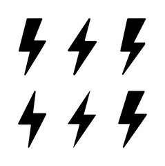 Bold Lightning Bolt Icon Collection  High-Impact Thunder Vector Set for Tech, UI, Poster, and Print Design