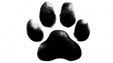 Professional Black Paw Print Illustration on White Background for Creative Projects