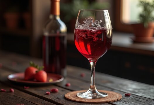 artisan crafted poured red wine vintage glass deep rich color elegant swirls reflecting light, liquid, alcohol, drink, grape, claret, beverage, sommelier