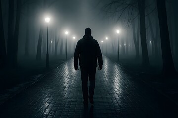 Walk Through Shadows: A Lone Journey Beneath the Light of Fear
