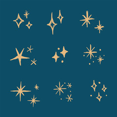 Hand drawn sparkling star collection
