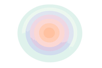 Colorful concentric circles creating a tranquil visual effect in soft pastel hues set against a white background