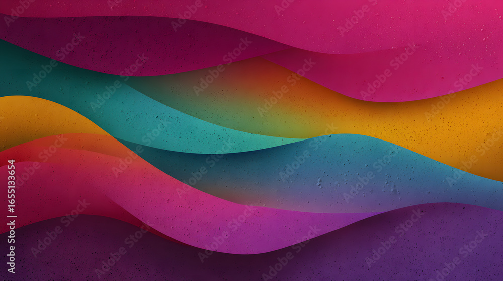 Poster abstract layered wavy colorful background with subtle bubbles
