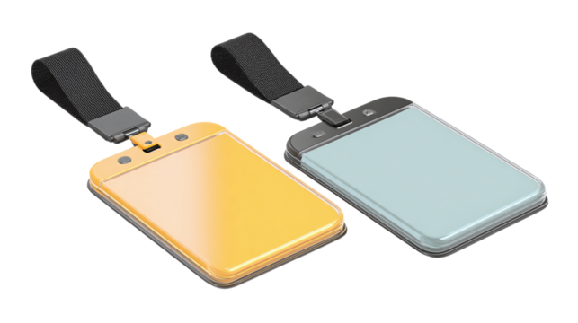 Dual ID badge and access card mockup for conferences - isolated on transparent background 