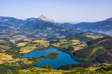 Panoramic View of Urkulu Lake from Orkatzategi Peak in Aizkorri-Aratz Natural Park