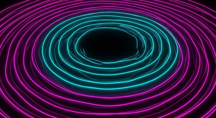 Neon Pink and Cyan Circular Light Trails Abstract Background