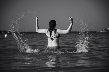 Happy teen girl having fun on summer vacation.