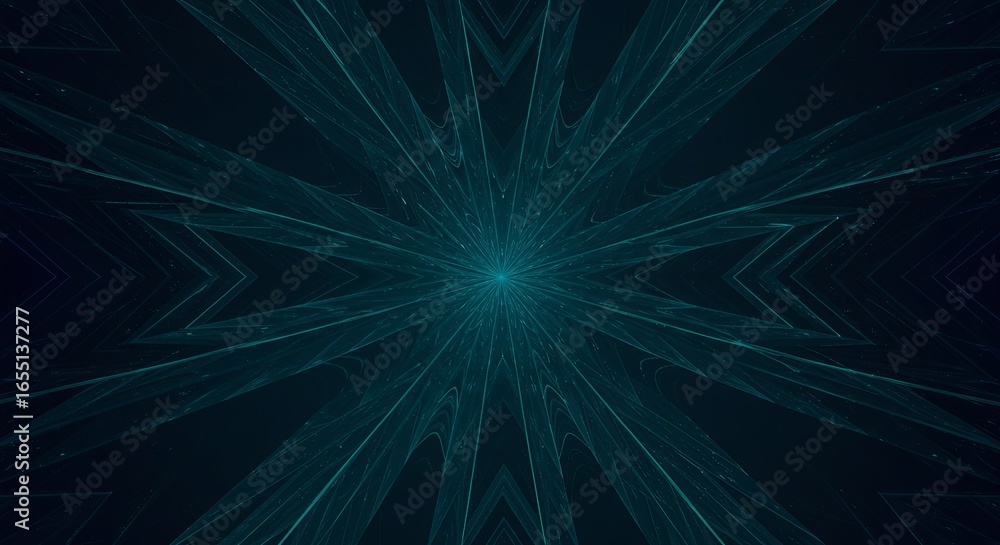 Poster teal fractal starburst: abstract geometric background for tech and design