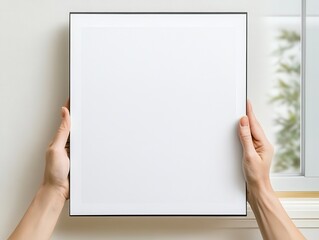 Obraz premium Empty picture frame held by hands