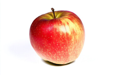 a red apple with a yellow center on a white background