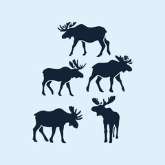 Hand drawn animals silhouette set
