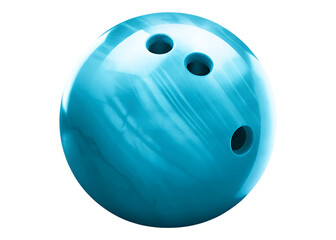 Aqua marbled bowling ball isolated on a transparent background