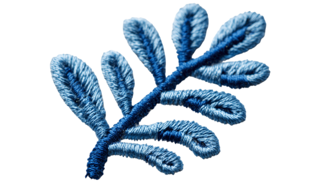 Embroidery logo stitched effect on soft fabric patch - isolated on transparent background 