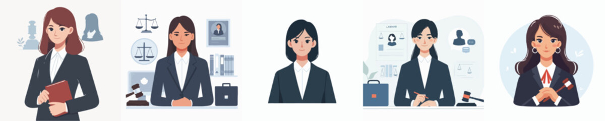 vector of a woman working as a lawyer