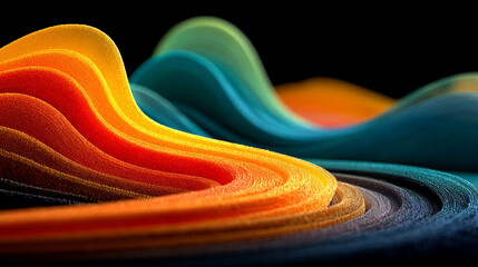 Vibrant 3D colorful lines forming abstract waves and curves. Dynamic gradient strokes creating a modern, futuristic, and artistic digital background