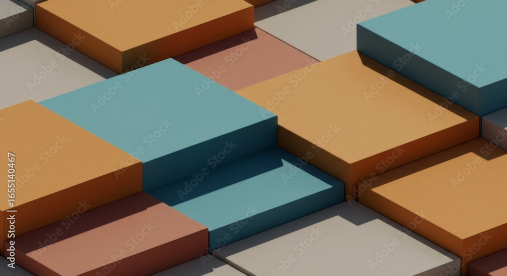 Poster abstract pastel cube steps: modern geometric background for design projects