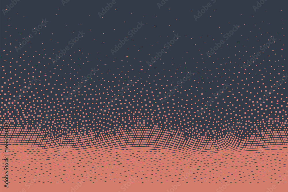 Poster abstract background featuring a gradient of small squares transitioning from dark to light shades of