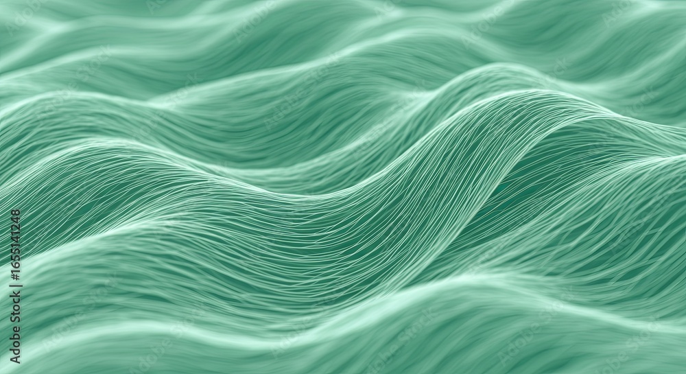 Poster seafoam green abstract wave background: elegant flowing lines texture for design projects