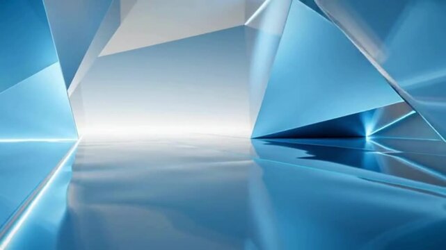 elegant motion with futuristic white and blue wall shapes floating and seamless changing; eye-catching motion perfect as a professional business, corporate into movie / footage
