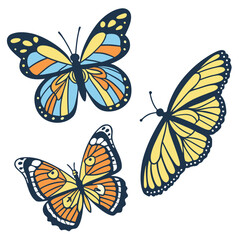 set of butterflies