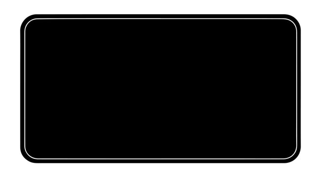 A blank black rectangular sign with rounded corners and a thin white border.