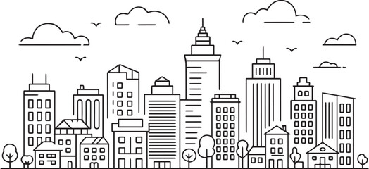 minimalist architectural line art city skyline vector eps ai format perfect for design and urban concepts © AIcon Star