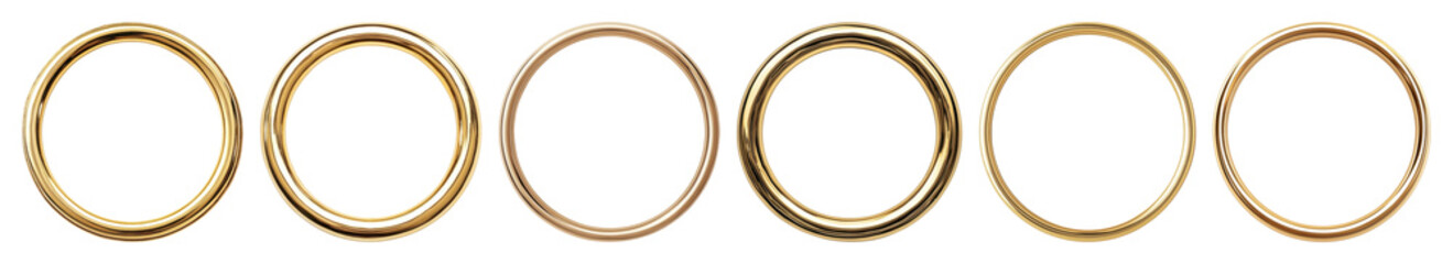 PNG Elegant gold circular frames design, element set on transparent background