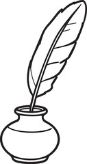 feather and ink bottle icon outline