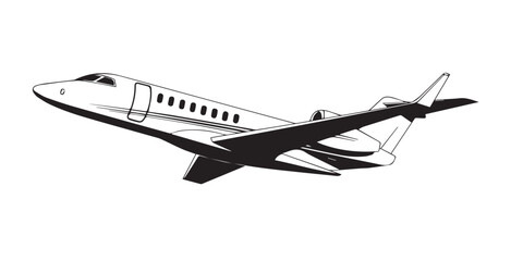 aircraft vector illustration with aerodynamic rear mounted engines swept back wings cockpit windows clipart design