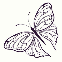 Butterfly continuous one line drawing set. Linear art butterfly flying with abstract pastel color shapes collection. Vector isolated on white.