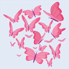 Flat butterflies flying background