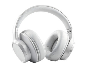 White wireless headphones for listening to music, isolated on transparent background